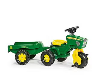 John Deere 3-Wheel Pedal Tractor with Trailer