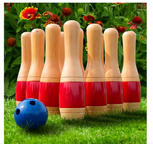 Toy Time Outdoor Wooden Lawn Bowling Game Set