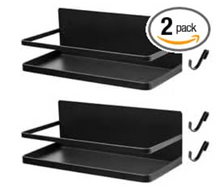 Spice Rack Set, 2 Pack, Black, 7 kg Capacity Each