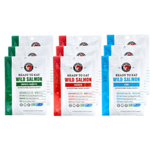 SeaBear Ready to Eat Wild Salmon Variety Pack, 9 Pouches (3.5 oz. each)