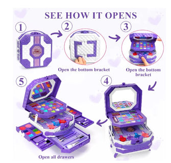 Sendida Kids Makeup Kit, 64pcs Real Washable Kids Makeup Set for Girl Toys Princess Brithday Gifts for Little Girls 3-12 Year Old, Large Size