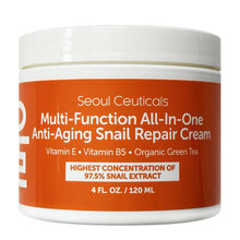 Crema reparadora antiedad multifuncional todo en uno con baba de caracol de Seoul Ceuticals, 118 ml