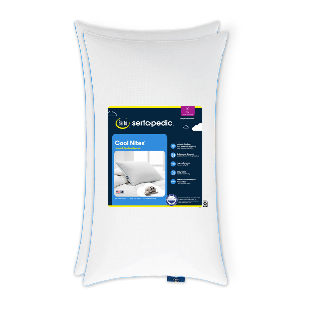 Sertapedic Cool Nites Bed Pillow, King, 2 Pack– Brands For Less USA
