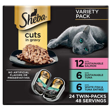 Sheba Perfect Portions Variety Pack Cuts in Gravy Cat Food, 2.6 oz Twin-Pack Trays (24 Count)