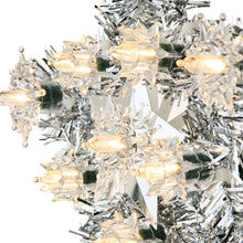 Silver Tinsel Star LED Christmas Tree Topper, 6", by Holiday Time