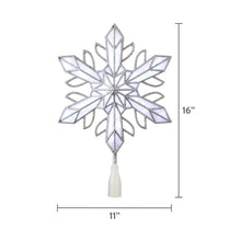 Silver Snowflake Battery Operated LED Christmas Tree Topper, 15.75", Holiday Time