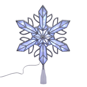 Silver Snowflake Battery Operated LED Christmas Tree Topper, 15.75", Holiday Time