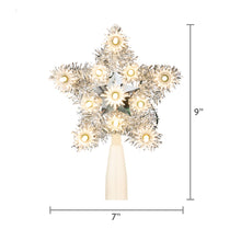 Silver Tinsel Star LED Christmas Tree Topper, 6", by Holiday Time