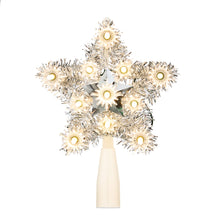 Silver Tinsel Star LED Christmas Tree Topper, 6", by Holiday Time
