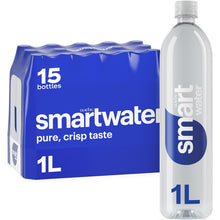 Botellas de agua destilada premium SmartWater Vapor, 1 L., paquete de 15.