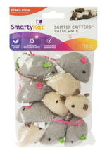 SmartyKat Skitter Critters Value Pack, Soft Plush Catnip Filled Mice Cat Toys, 10 Count