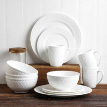 Stone Lain Alexandria 32-piece Bone China Basket Embossed Round Dinnerware Set