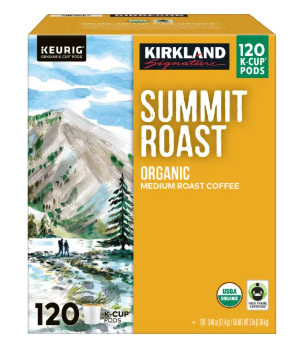 Kirkland Signature Coffee Organic Summit Roast K-Cup Pod, 120-count