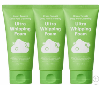 Sungboon Editor Green Tomato Deep Pore Cleansing Ultra Whipping Foam, 4.23 fl. oz, 3-pack