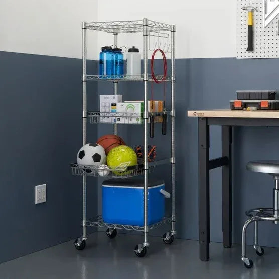 TRINITY EcoStorage 5-Tier NSF Rack w/ Sliding Pull-Out Baskets & Wheel ...