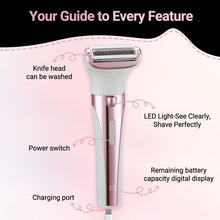 TURKIO 5-in-1 Rechargeable Cordless Electric Razor for Women, Trimmer for Women with Face, Nose, Eyebrow, Arms, Armpit, Legs, Pink