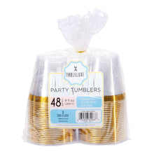 Tableluxe Premium Gold Rimmed Clear Plastic Tumbler, 9 fl. oz, 48 ct.