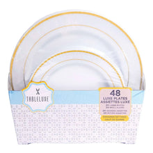 TableluxePremiumDisposableRoundWhitewithGoldTrimPlasticPlates5-_1 - Brands For Less USA