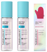 Tanologist Medium Self-Tan Mousse Kit, 6.76 fl oz Mousse, 2-pack + Washable Tanning Mitt