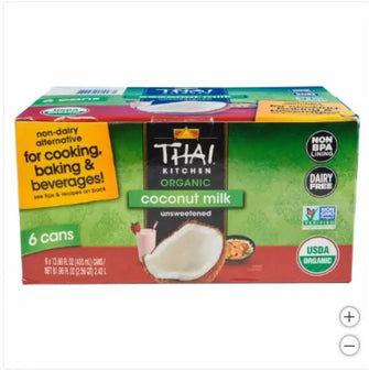 Thai Kitchen Organic Coconut Milk, Unsweetened, 13.66 fl oz, 6-count