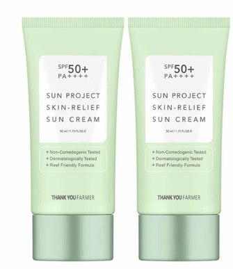 Thank You Farmer Sun Project Skin Relief Sun Cream, SPF 50+, 1.75 fl oz, 2-pack