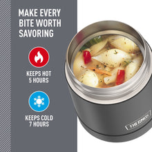 Thermos Stainless Steel Insulated Food Jar with Handle, 10oz, Black, Ideal Use for Workday Meals and Travel, Made for Portable Food Storage, Dishwasher Safe, For Hot and Cold Food