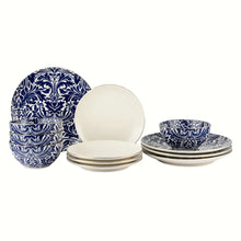 Thyme & Table Nova 12-Piece Ceramic Dinnerware Set Blue and White - Brands For Less USA