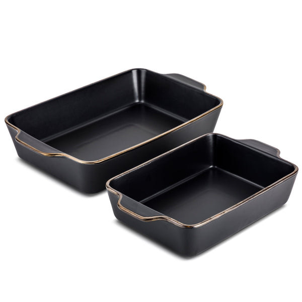 Thyme & Table 2-Piece Ceramic Rectangular Baking Dish Set - Onyx