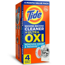 Tide Washing Machine Cleaner with Oxi Powder, Odor Eliminator and Washer Residue Remover, 4 Count