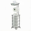 Toilet Paper Holder, Upgraded Toilet Paper Storage Free Standing, Free Standing Tissue Roll Storage Rack for Bathroom, Black