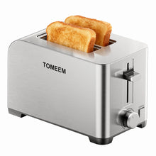 Tostadora Tomeem de 2 rebanadas con 6 niveles de tostado, bandeja recogemigas extraíble y guía autocentrante, acero inoxidable 
