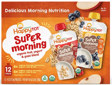 HappyTOT Organics Super Morning Pouch, Apple Cinnamon and Blueberry Banana Variety Pack, 12 ct., 4 oz.