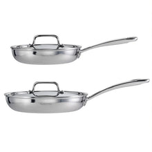 Tramontina 4-piece Stainless Steel Fry Pan Set with Ceramic Nonstick Interior and Lids