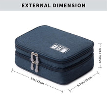 Travel Digital Electronics Accessories Case, Waterproof, Double-Layer, Cable Organizer Bag for USB Drives, Chargers, Memory Cards (Blue)