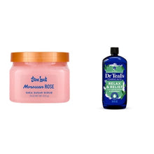 Tree Hut Shea Sugar Scrub Moroccan Rose & Dr Teal's Relax & Relief Foaming Bubble Bath with Pure Epsom Salt, Eucalyptus & Spearmint, 34 fl.oz. Bundle