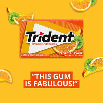Trident Tropical Twist Sugar Free Gum, 14 pcs., 15 pk.
