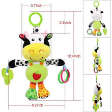 UISHUSO car seat toy with 24 kinds of music and teether, soft plush rattle, early development of hanging stroller toys, suitable for gifts (cows)
