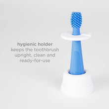 Ubbi 3 pcs Toothbrush Training Set for Babies and Toddlers, Includes Silicone Finger Brush, 360° and Soft Bristled Toothbrush, Polaris Blue
