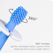 Ubbi 3 pcs Toothbrush Training Set for Babies and Toddlers, Includes Silicone Finger Brush, 360° and Soft Bristled Toothbrush, Polaris Blue