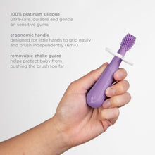 Ubbi 3 pcs Toothbrush Training Set for Babies and Toddlers, Includes Silicone Finger Brush, 360° and Soft Bristled Toothbrush, Smoothie Purple