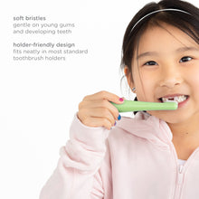 Ubbi Babies and Toddlers Training Toothbrush, Includes One 360° Food-Grade Platinum Silicone and One Soft Bristled Toothbrush, Polaris Blue and Zest Green