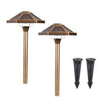 VOLT Premium Solid Brass Outdoor Solar Path Lights, 2-pack