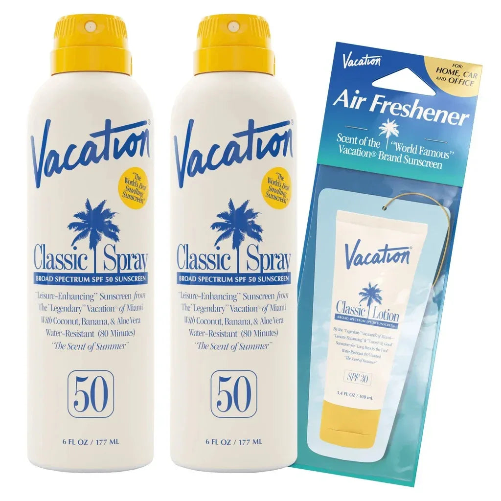 Vacation Classic Spray SPF 50, 6 oz, 2-pack and Air Freshener Bundle ...