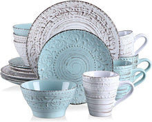 Vancasso, Series Vine, 16-Piece Stoneware Dinnerware Set, Blue and Beige Dinner Set, Service for 4 - Brands For Less USA