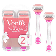Venus ComfortGlide 3 White Tea Women's 3 Blade Disposable Razor, 2 count, Pink