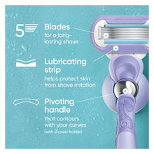 Venus Manual Razor, Deluxe Smooth Swirl for Women, 5 Blades, Handle + 2 Refills, Purple