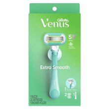 Venus Manual Razor, Extra Smooth for Women, 5 Blades, Handle + 2 Refills, Green