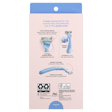 Venus Razor Kit for Pubic Hair & Skin, 1 Handle + 2 Refills + Shower Hook, Purple
