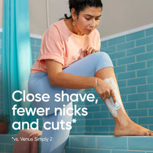 Venus Simply 3 Sensitive Women's 3 Blade Disposable Razor, 4 count, Blue