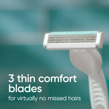 Venus Simply 3 Sensitive Women's 3 Blade Disposable Razor, 4 count, Blue